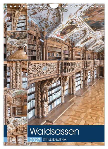 Waldsassen Stiftsbibliothek (Wandkalender 2027 DIN A4 hoch) CALVENDO Monatskalender