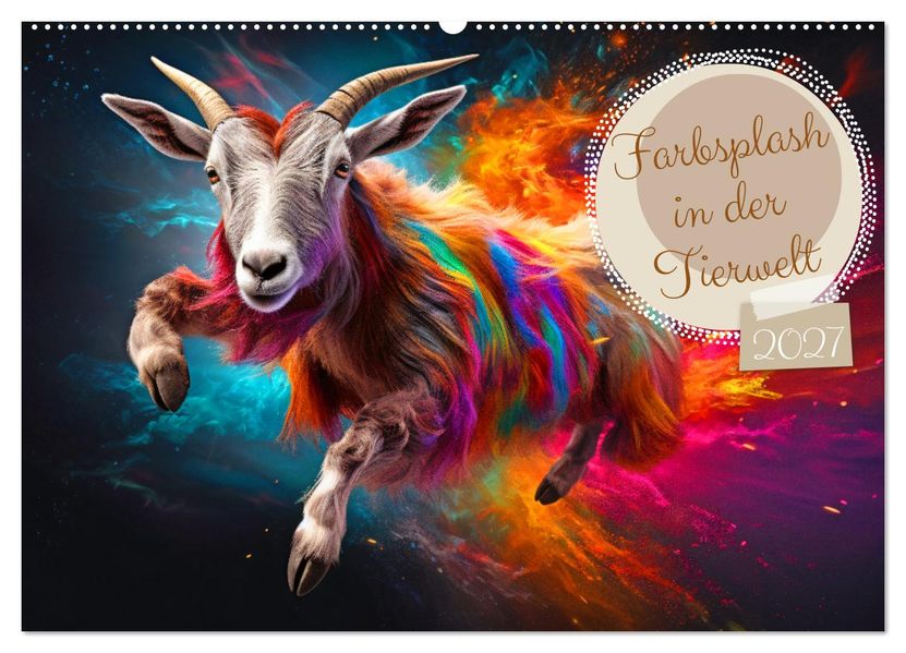 Farbsplash in der Tierwelt (Wandkalender 2027 DIN A2 quer) CALVENDO Monatskalender