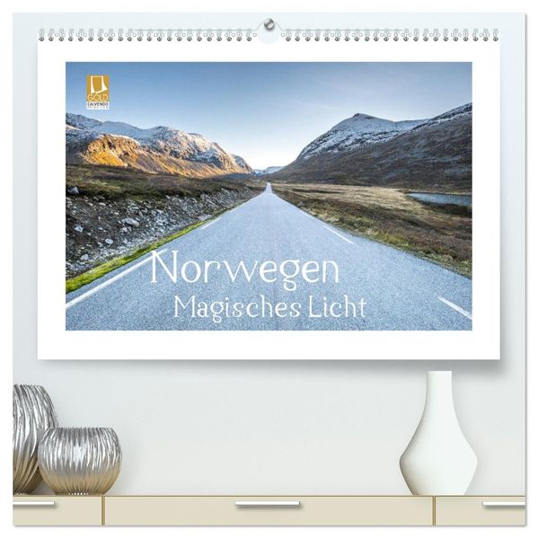 Norwegen Magisches Licht (hochwertiger Premium Wandkalender 2027 DIN A2 quer) Kunstdruck in Hochglanz