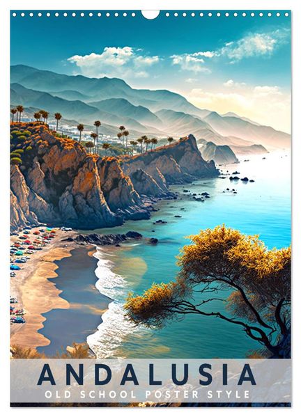 Andalusia - Old School Poster Style (Wall Calendar 2027 DIN A3 portrait) CALVENDO 12 Month Wall Calendar