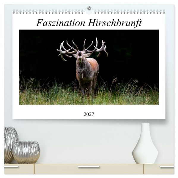 Faszination Hirschbrunft (hochwertiger Premium Wandkalender 2027 DIN A2 quer) Kunstdruck in Hochglanz
