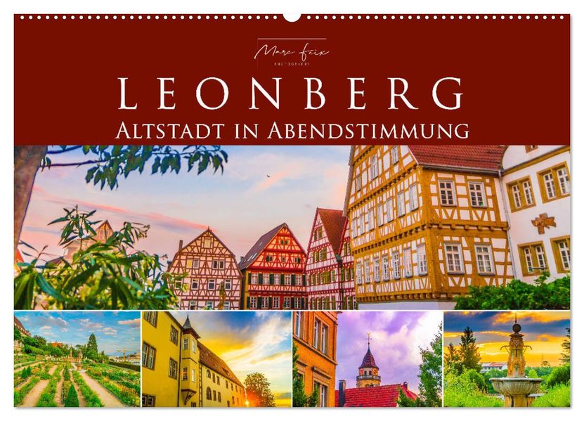Leonberg - Altstadt in Abendstimmung (Wandkalender 2027 DIN A2 quer) CALVENDO Monatskalender
