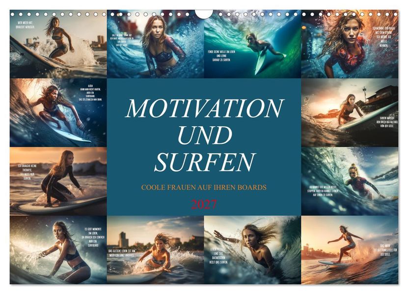 Motivation und Surfen (Wandkalender 2027 DIN A3 quer) CALVENDO Monatskalender