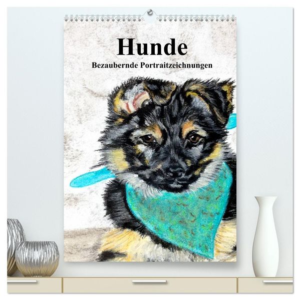 Hunde - Bezaubernde Portraitzeichnungen (hochwertiger Premium Wandkalender 2027 DIN A2 hoch) Kunstdruck in Hochglanz