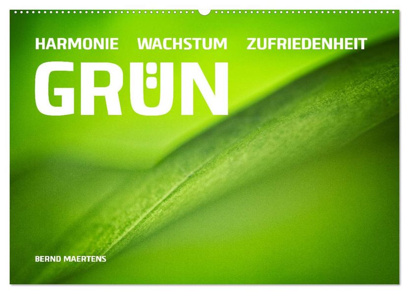 GRÜN Harmonie Wachstum Zufriedenheit (Wandkalender 2027 DIN A2 quer) CALVENDO Monatskalender
