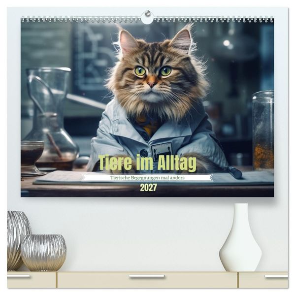 Tiere im Alltag (hochwertiger Premium Wandkalender 2027 DIN A2 quer) Kunstdruck in Hochglanz
