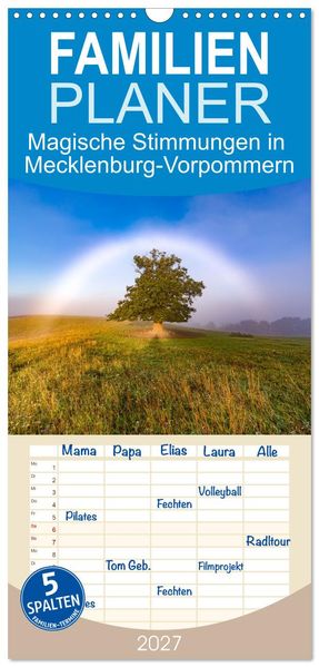 Familienplaner 2027 - Magische Stimmungen in Mecklenburg-Vorpommern mit 5 Spalten (Wandkalender 21 x 45 cm) CALVENDO