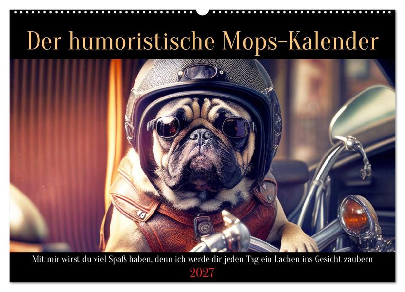 Der humoristische Mops-Kalender (Wandkalender 2027 DIN A2 quer) CALVENDO Monatskalender