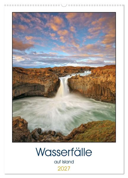 Wasserfälle auf Island (Wandkalender 2027 DIN A2 hoch) CALVENDO Monatskalender