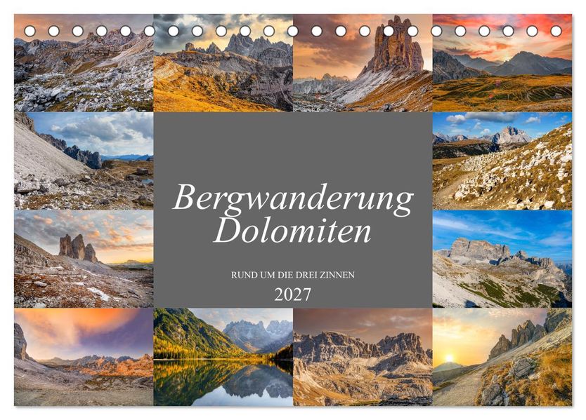 Bergwanderung Dolomiten rund um die Drei Zinnen (Tischkalender 2027 DIN A5 quer) CALVENDO Monatskalender