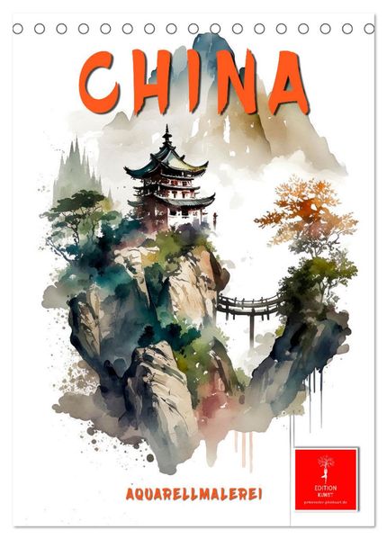 China - Aquarellmalerei (Tischkalender 2027 DIN A5 hoch) CALVENDO Monatskalender