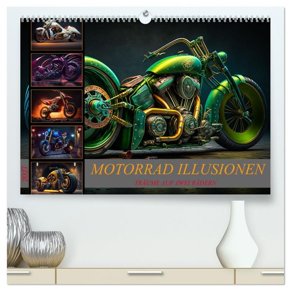 Motorrad illusionen (hochwertiger Premium Wandkalender 2027 DIN A2 quer) Kunstdruck in Hochglanz
