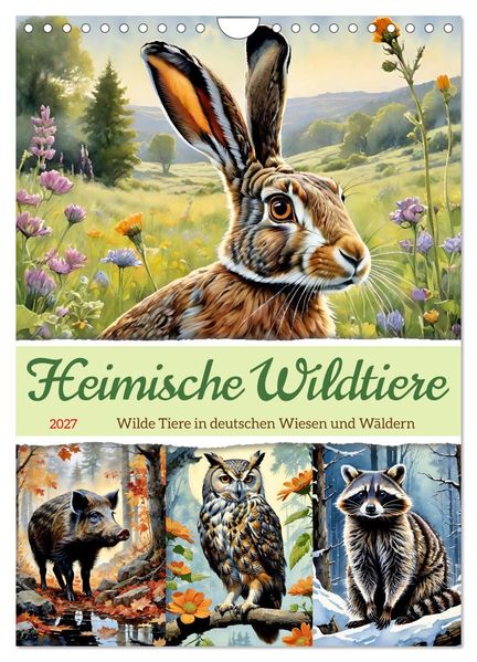 Heimische Wildtiere 2027 (Wandkalender 2027 DIN A4 hoch) CALVENDO Monatskalender