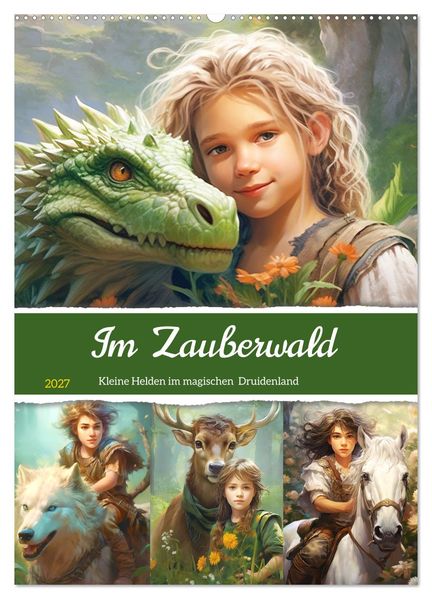 Im Zauberwald. Kleine Helden im magischen Druidenland (Wandkalender 2027 DIN A2 hoch) CALVENDO Monatskalender