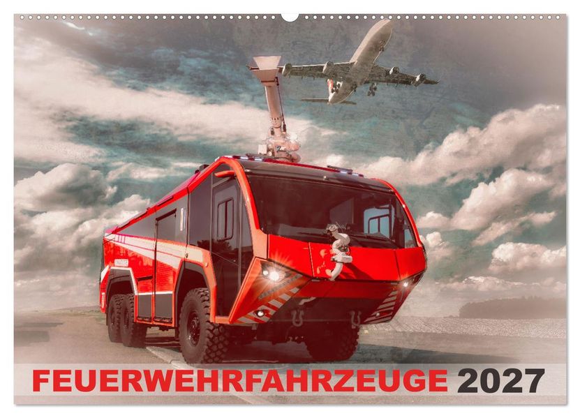 Feuerwehrfahrzeuge (Wandkalender 2027 DIN A2 quer) CALVENDO Monatskalender