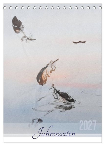 Jahreszeiten in Stil japanischer Malerei - Kunst (Tischkalender 2027 DIN A5 hoch) CALVENDO Monatskalender