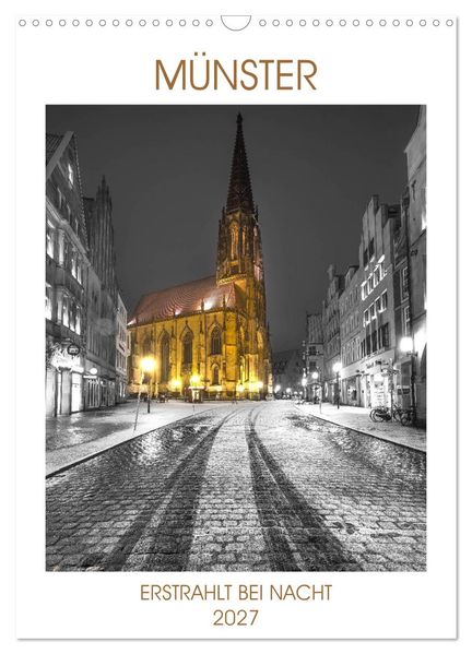 Münster - erstrahlt bei Nacht (Wandkalender 2027 DIN A3 hoch) CALVENDO Monatskalender