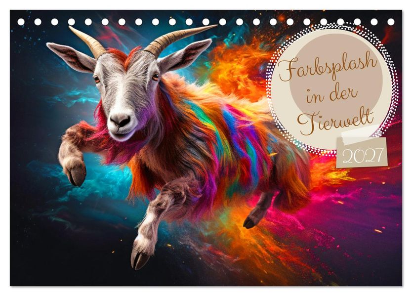 Farbsplash in der Tierwelt (Tischkalender 2027 DIN A5 quer) CALVENDO Monatskalender