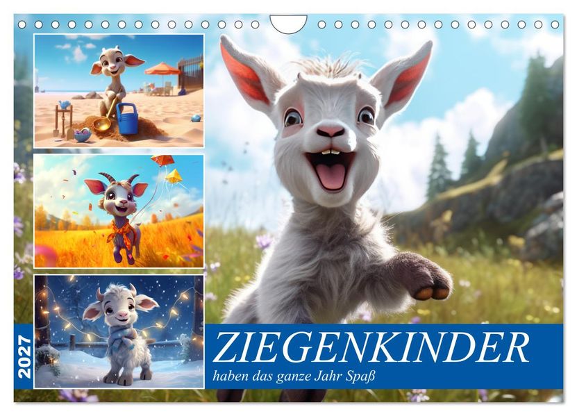 Ziegenkinder haben das ganze Jahr Spaß (Wandkalender 2027 DIN A4 quer) CALVENDO Monatskalender