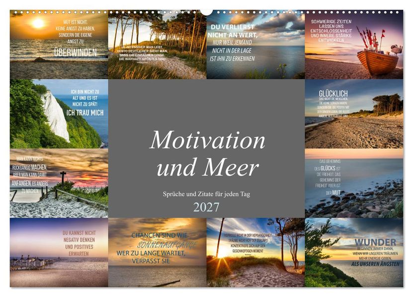 Motivation und Meer (Wandkalender 2027 DIN A2 quer) CALVENDO Monatskalender