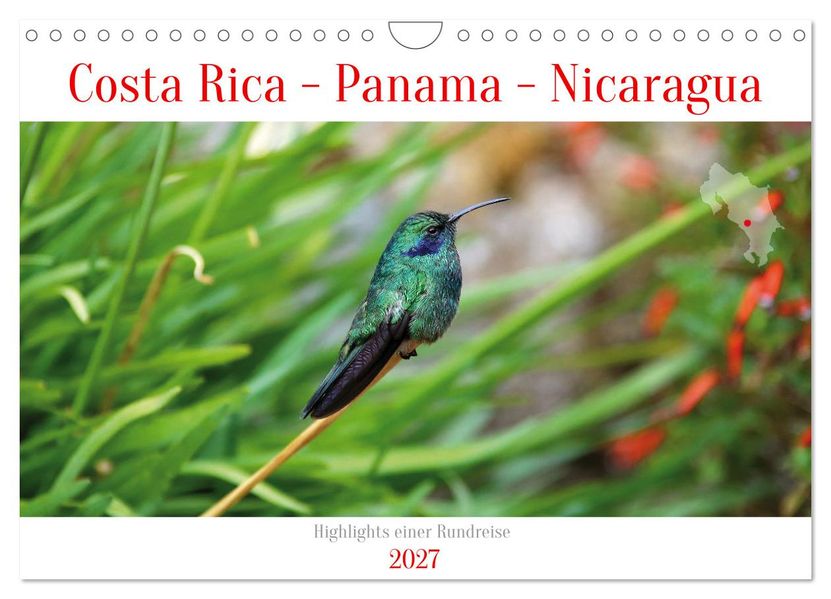 Costa Rica - Panama - Nicaragua (Wandkalender 2027 DIN A4 quer) CALVENDO Monatskalender