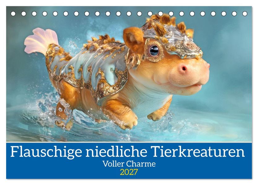 Flauschige niedliche Tierkreaturen - Voller Charme (Tischkalender 2027 DIN A5 quer) CALVENDO Monatskalender