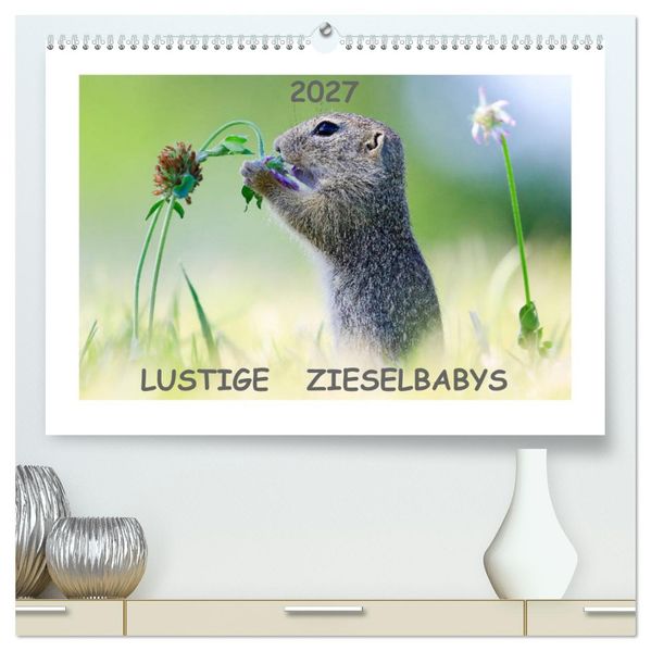 Lustige Zieselbabys (hochwertiger Premium Wandkalender 2027 DIN A2 quer) Kunstdruck in Hochglanz