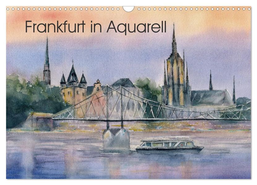Frankfurt in Aquarell (Wandkalender 2027 DIN A3 quer) CALVENDO Monatskalender