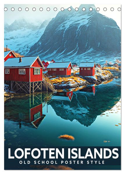 Lofoten Islands - Old School Poster Style (Desk Calendar 2027 DIN A5 portrait) CALVENDO 12 Month DeskCalendar