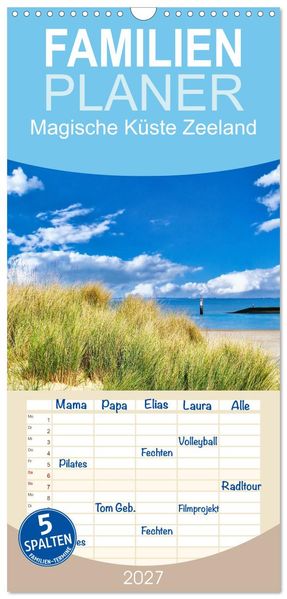 Familienplaner 2027 - Magische Küste Zeeland mit 5 Spalten (Wandkalender 21 x 45 cm) CALVENDO