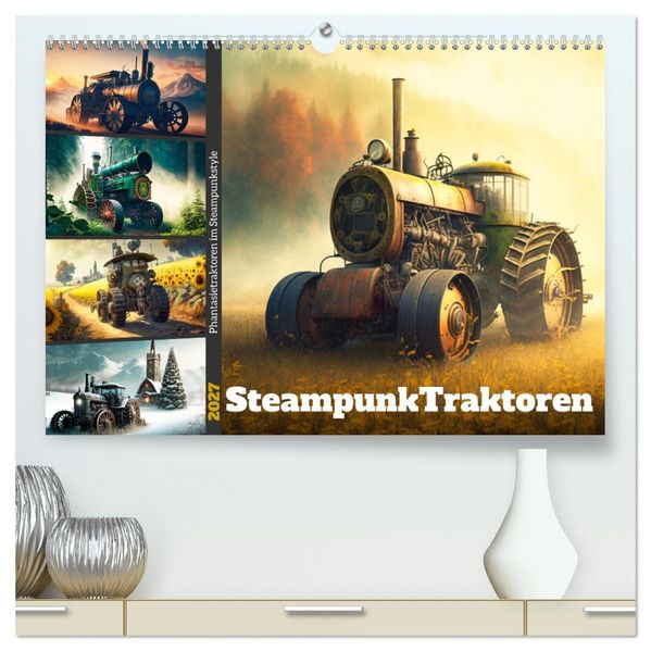 Steampunktraktoren (hochwertiger Premium Wandkalender 2027 DIN A2 quer) Kunstdruck in Hochglanz