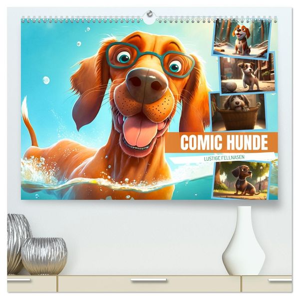 Comic Hunde (hochwertiger Premium Wandkalender 2027 DIN A2 quer) Kunstdruck in Hochglanz
