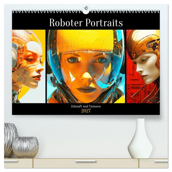 Roboter Portraits. Zukunft und Visionen (hochwertiger Premium Wandkalender 2027 DIN A2 quer) Kunstdruck in Hochglanz