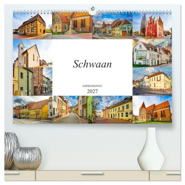 Schwaan Impressionen (hochwertiger Premium Wandkalender 2027 DIN A2 quer) Kunstdruck in Hochglanz