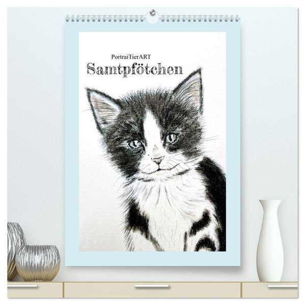 PortraiTierART Samtpfötchen (hochwertiger Premium Wandkalender 2027 DIN A2 hoch) Kunstdruck in Hochglanz