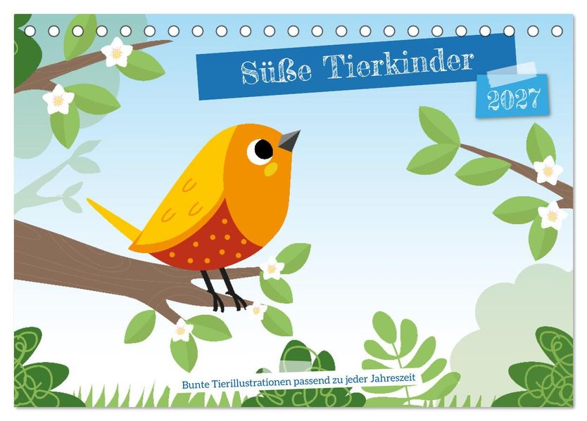 Süße Tierkinder (Tischkalender 2027 DIN A5 quer) CALVENDO Monatskalender