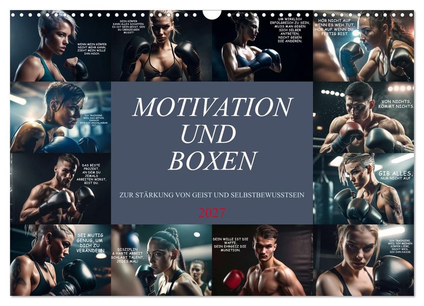 Motivation und Boxen (Wandkalender 2027 DIN A3 quer) CALVENDO Monatskalender
