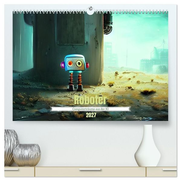 Roboter - Computerträume aus der KI (hochwertiger Premium Wandkalender 2027 DIN A2 quer) Kunstdruck in Hochglanz
