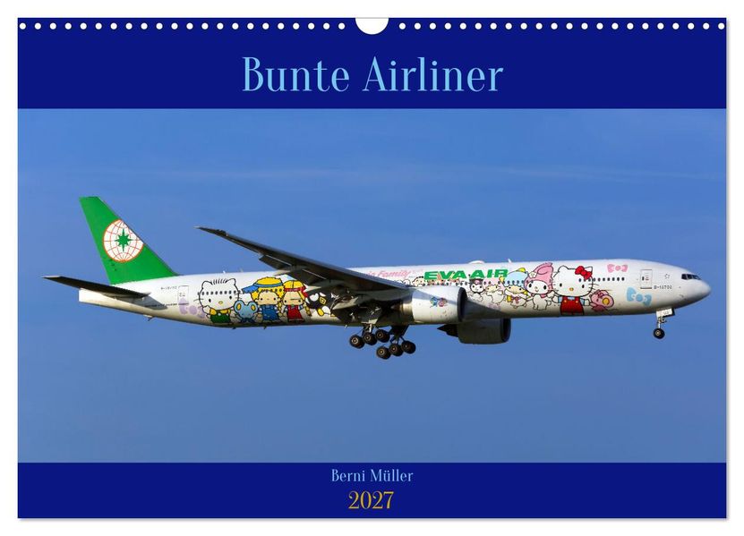 Bunte Airliner (Wandkalender 2027 DIN A3 quer) CALVENDO Monatskalender
