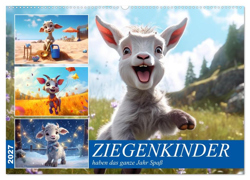 Ziegenkinder haben das ganze Jahr Spaß (Wandkalender 2027 DIN A2 quer) CALVENDO Monatskalender