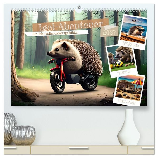 Igel-Abenteuer (hochwertiger Premium Wandkalender 2027 DIN A2 quer) Kunstdruck in Hochglanz