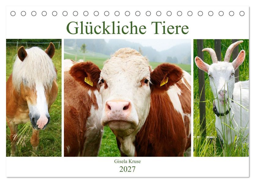 Glückliche Tiere (Tischkalender 2027 DIN A5 quer) CALVENDO Monatskalender