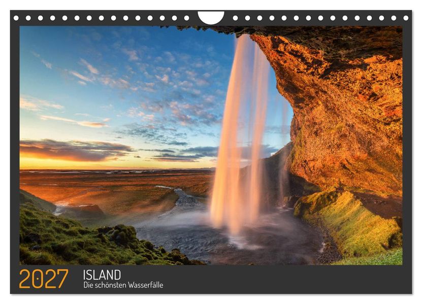 Island - Die schönsten Wasserfälle (Wandkalender 2027 DIN A4 quer) CALVENDO Monatskalender
