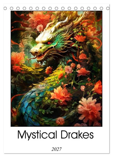 Mystical Drakes (Desk Calendar 2027 DIN A5 portrait) CALVENDO 12 Month DeskCalendar