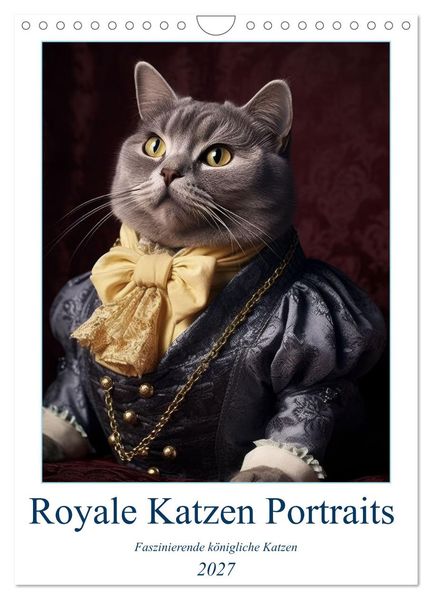 Royale Katzen Portraits (Wandkalender 2027 DIN A4 hoch) CALVENDO Monatskalender