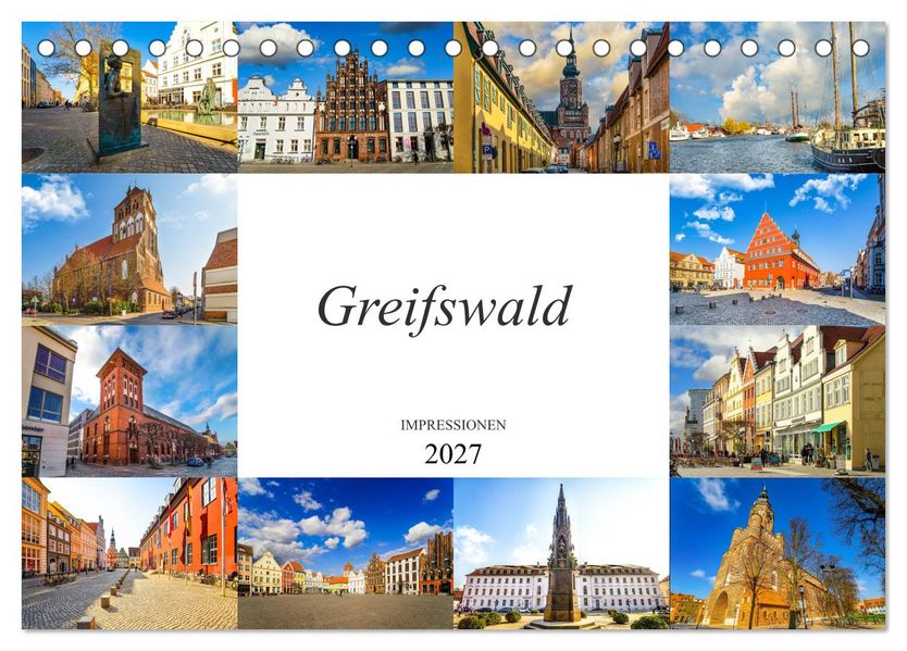 Greifswald Impressionen (Tischkalender 2027 DIN A5 quer) CALVENDO Monatskalender