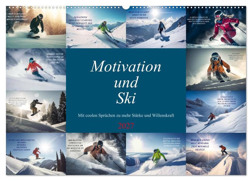 Motivation und Ski (Wandkalender 2027 DIN A2 quer) CALVENDO Monatskalender