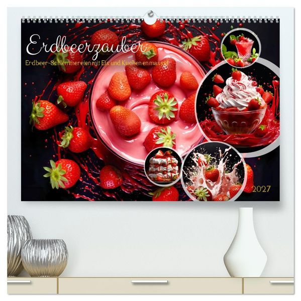 Erdbeerzauber - Erdbeer-Schlemmereien mit Eis und Kuchen en masse! (hochwertiger Premium Wandkalender 2027 DIN A2 quer) Kunstdruck in Hochglanz