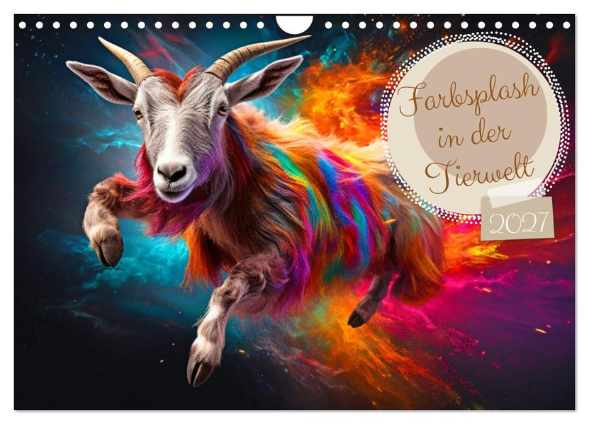 Farbsplash in der Tierwelt (Wandkalender 2027 DIN A4 quer) CALVENDO Monatskalender