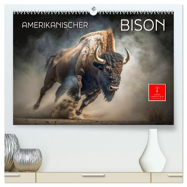 Amerikanischer Bison (hochwertiger Premium Wandkalender 2027 DIN A2 quer) Kunstdruck in Hochglanz